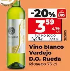Oferta de Rioseco - Vino Blanco Verdejo D.O. Rueda  por 3,59€ en Dia