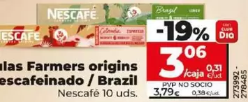 Oferta de Nescafé - Café En Cápsulas Farmers Origins Colombia Descafeinado/Brazil por 3,06€ en Dia