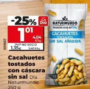 Oferta de Dia Naturmundo - Cacahuetes Tostados Con Cáscara Sin Sal  por 1,01€ en Dia