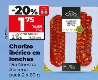 Oferta de Dia Nuestra Alacena - Chorizo Ibérico En Lonchas  por 1,75€ en Dia