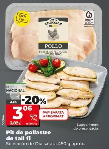 Oferta de Seleccion De Dia - Pechuga De Pollo De Corte Fino  por 3,06€ en Dia
