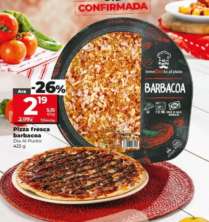Oferta de Dia Al Punto - Pizza Fresca Barbacoa Dia Al Punto 425 G por 2,19€ en Dia