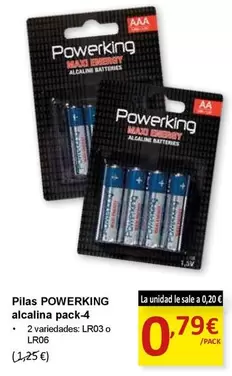 Oferta de Powerking - Pilas Alcalina por 0,79€ en SPAR