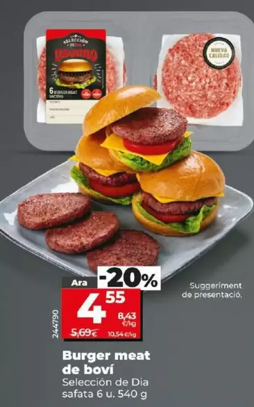 Oferta de Seleccion De Dia - Burger Meat De Vacuno  por 4,55€ en Dia