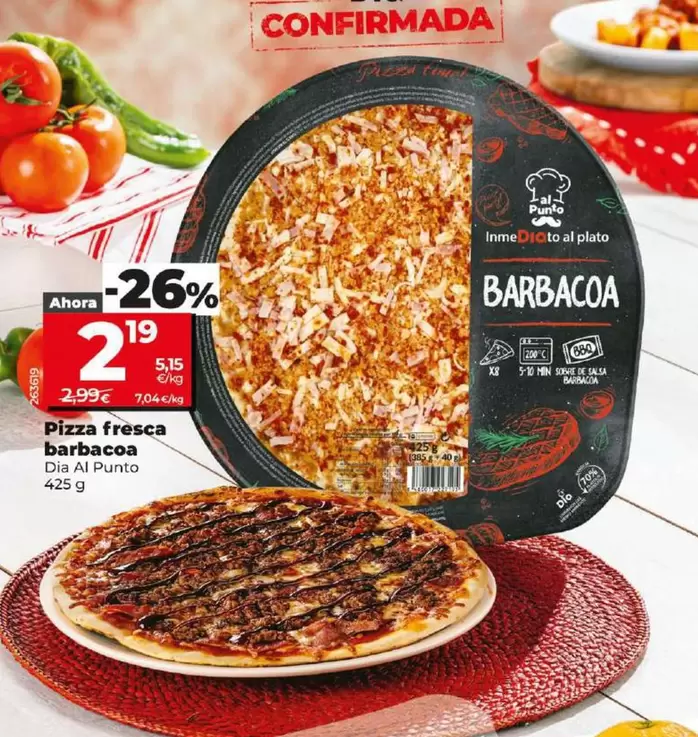 Oferta de Dia Al Punto - Pizza Fresca Barbacoa por 2,19€ en Dia
