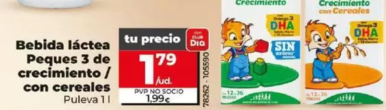 Oferta de Puleva - Bebida Láctea Peques 3 De Crecimiento / Con Cereales por 1,79€ en Dia