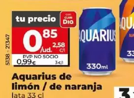Oferta de Aquarius - De Limón / De Naranja por 0,85€ en Dia