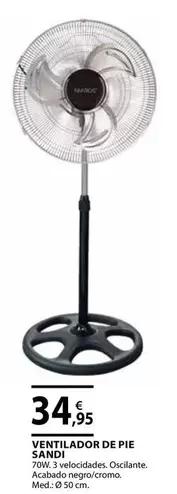 Oferta de Ventilador De Pie Sandi por 34,95€ en Tú Brico-Marian