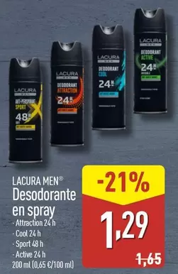 Oferta de Lacura Men - Desodorante En Spray por 1,29€ en ALDI