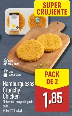 Oferta de Hamburguesas Crunchy Chicken  por 1,85€ en ALDI