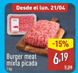 Oferta de Burger Meat Mixta Picada por 6,19€ en ALDI
