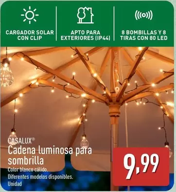 Oferta de Casalux - Cadena Luminosa Para Sombrilla por 9,99€ en ALDI