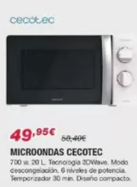 Oferta de Cecotec - Microondas por 49,95€ en Chafiras