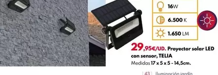 Oferta de Proyector Solar Led Con Sensor, Telia por 29,95€ en BricoCentro