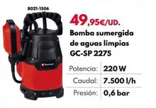 Oferta de Bomba Sumergida De Aguas Limbias GC-SP 2275 por 49,95€ en BricoCentro