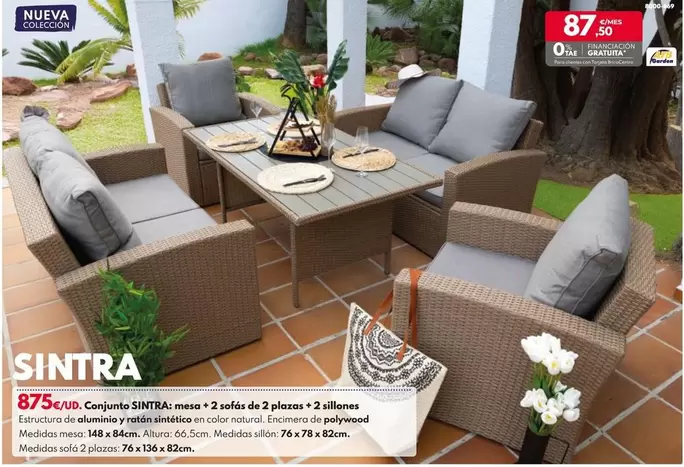 Oferta de Conjunto Sintra: Mesa + 2 Sofas De 2 Sofas De 2 Plazas + 2 Sillones  por 875€ en BricoCentro