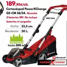 Oferta de Einhell - Cortacésped Powerxchange GE-Cm 36/34 por 189,95€ en BricoCentro