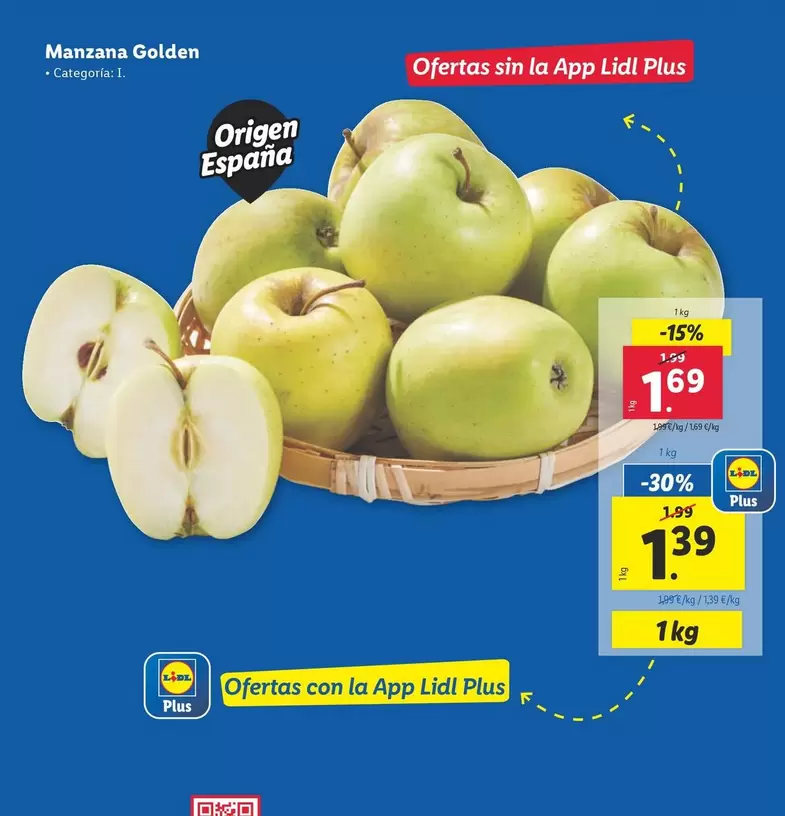 Oferta de Manzana Golden por 1,69€ en Lidl