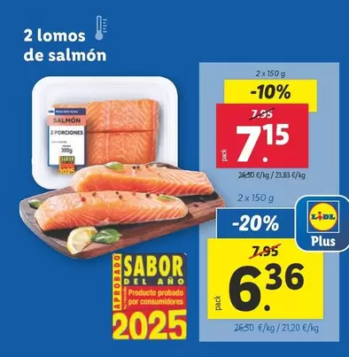 Oferta de 2 Lomos De Salmón por 7,15€ en Lidl