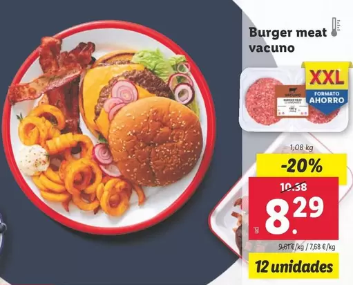 Oferta de Burger Meat Vacuno por 8,29€ en Lidl