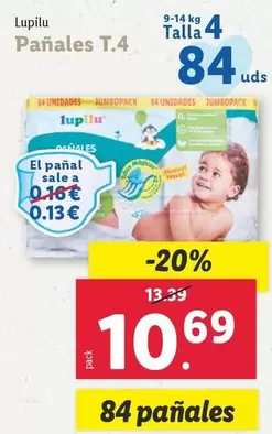 Oferta de Lupilu - Pañales T.4 por 10,69€ en Lidl