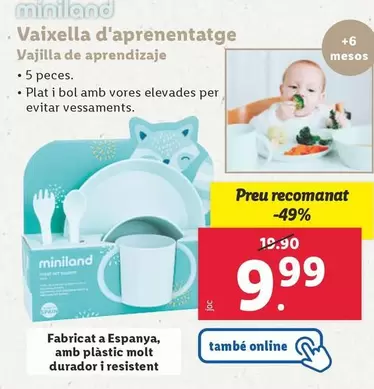 Oferta de Miniland - Vajilla De Aprendizaje por 9,99€ en Lidl