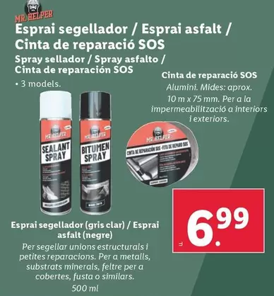 Oferta de MR.Helper - Spray Sellador / Spray Asfalto / Cinta De Reparación SOS  por 6,99€ en Lidl