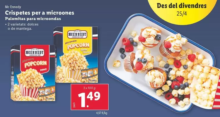 Oferta de Mcennedy - Crispetes Per A Microonesa por 1,49€ en Lidl