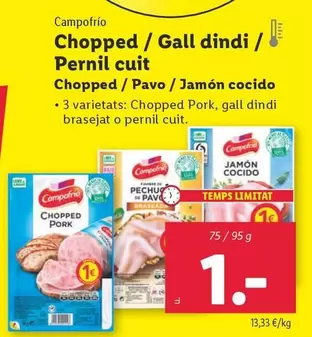 Oferta de Campofrío - Chopped /Pavo / Jamón Cocido por 1€ en Lidl