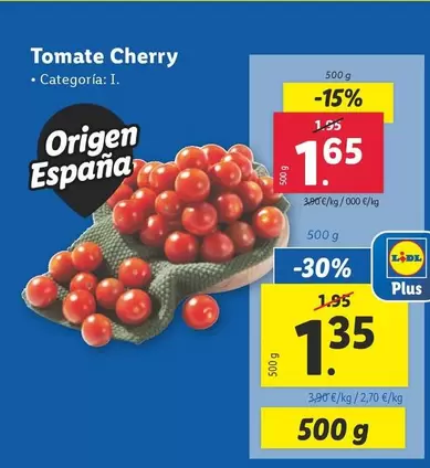 Oferta de Tomate Cherry por 1,65€ en Lidl