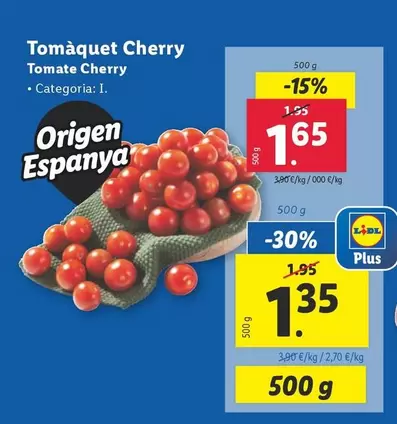 Oferta de Tomate Cherry por 1,65€ en Lidl