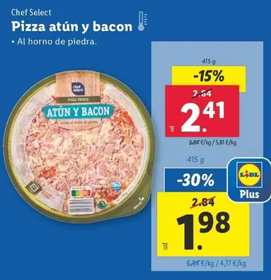 Oferta de Chef Select - Pizza Atun Y Bacon por 2,41€ en Lidl