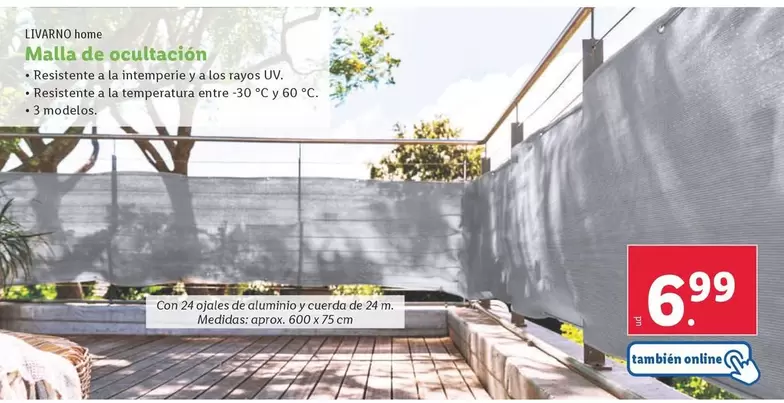 Oferta de Livarno Home - Malla De Ocultacion por 6,99€ en Lidl