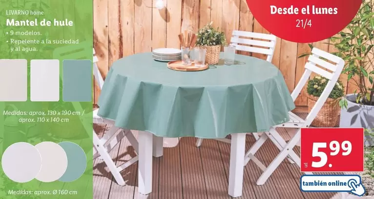 Oferta de Livarno Home - Mantel De Hule por 5,99€ en Lidl