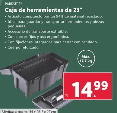 Oferta de Parkside - Caja De Herramientas De 23" por 14,99€ en Lidl