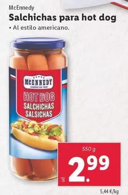 Oferta de Mcennedy - Salchichas Para Hot Dog por 2,99€ en Lidl