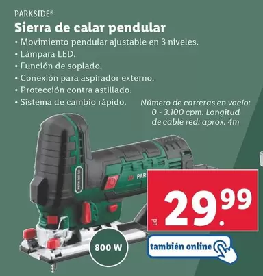 Oferta de Parkside - Sierra De Calar Pendular por 29,99€ en Lidl