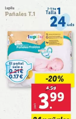 Oferta de Lupilu - Pañales T. 1 por 3,99€ en Lidl