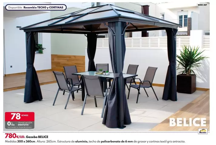 Oferta de Gazebo Belice por 780€ en BricoCentro