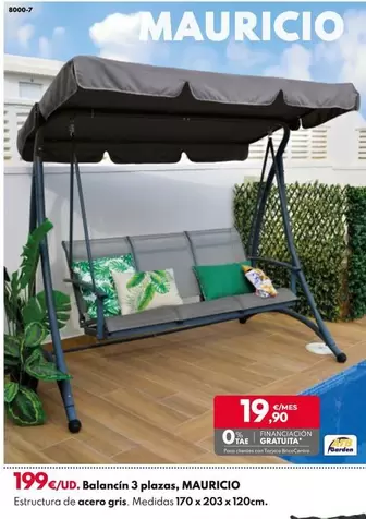 Oferta de Balancín 3  Plazas, Mauricio  por 199€ en BricoCentro