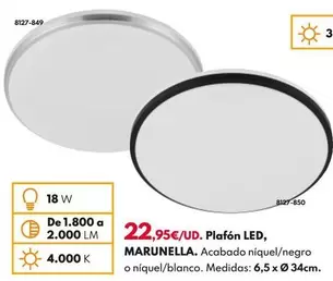 Oferta de Plafón Led, Marunella por 22,95€ en BricoCentro