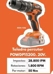 Oferta de Taladro Percutor POWDP15200. 20v. por 49,95€ en BricoCentro