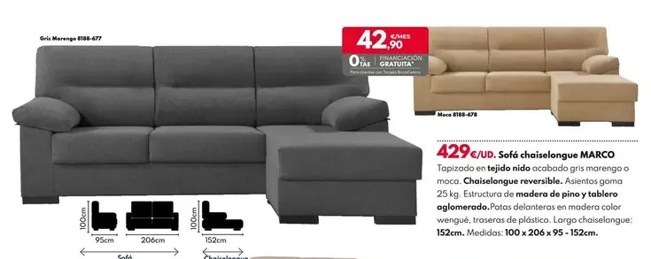 Oferta de Sofá  Chaiselongue Marco por 429€ en BricoCentro