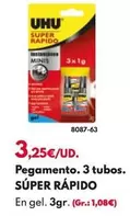 Oferta de Uhu - Pegamento 3 Tubos. Súper Rápido por 3,25€ en BricoCentro