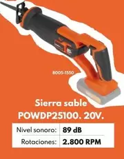 Oferta de Sierra Sable POWDP25100. 20V. por 49,95€ en BricoCentro