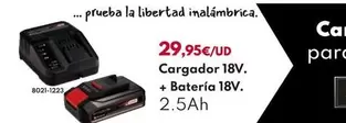 Oferta de Cargador 18V. + Batería 18V. por 29,95€ en BricoCentro