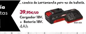 Oferta de Cargador 18V. + Batería 18V. por 39,95€ en BricoCentro