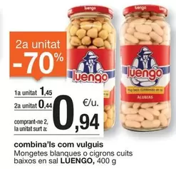 Oferta de Luengo - Mongetes Blanques O Cigrons Cuits Baixos En Sal por 1,45€ en BonpreuEsclat