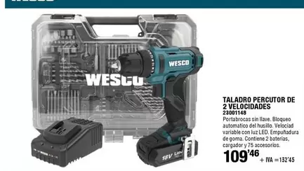 Oferta de Wesco - Taladro Percutor De 2 Velocidades 23001148 por 109,46€ en Cifec