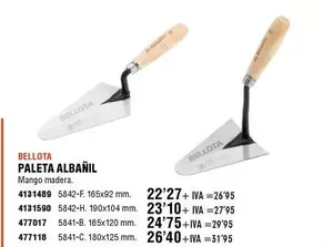 Oferta de Bellota - Paleta Albañil por 22,27€ en Cifec